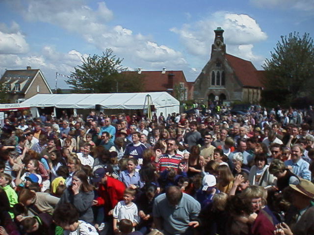 The crowd watching the proclamation