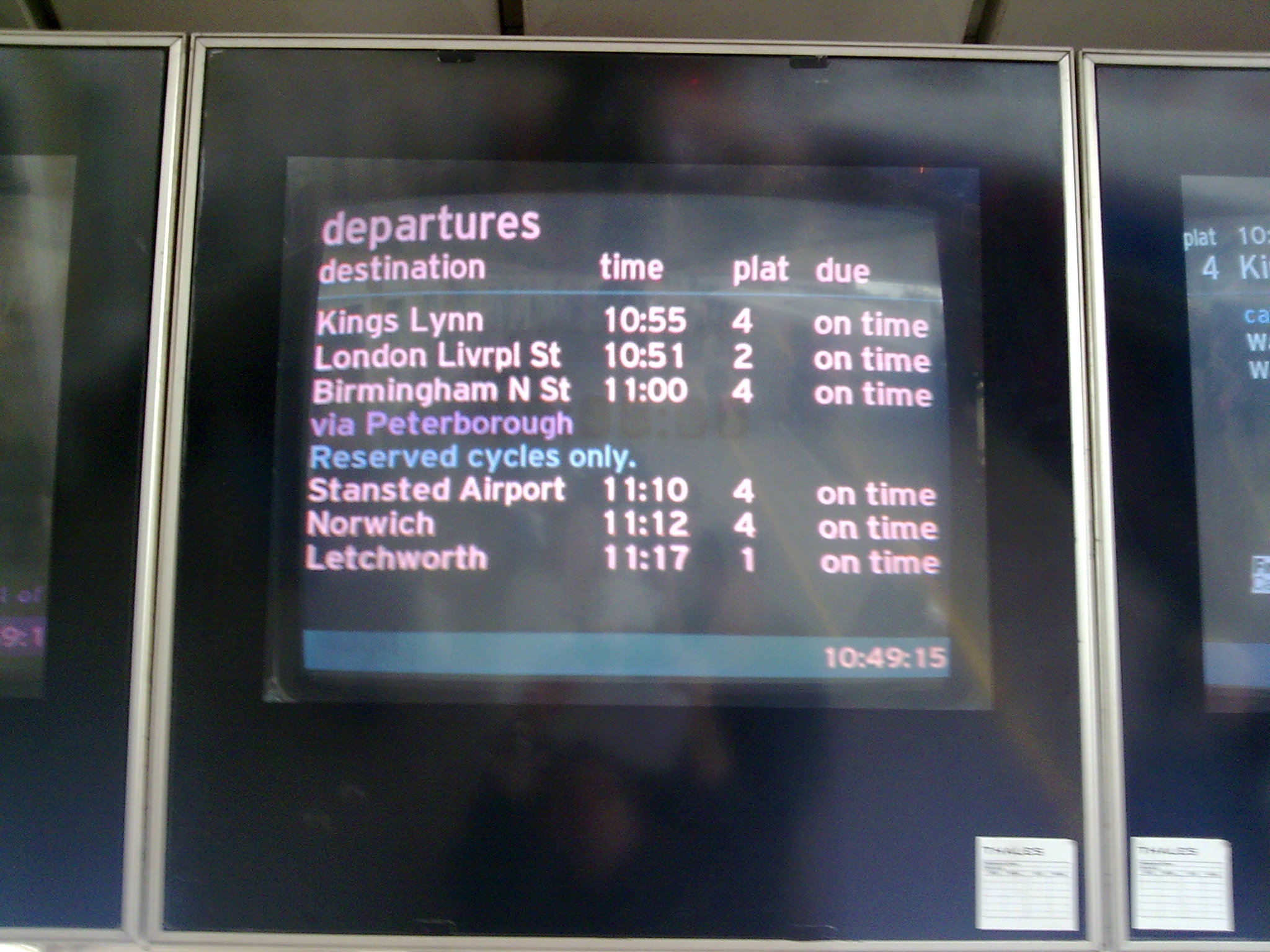 Four trains due to depart from platform 4 in 17 minutes