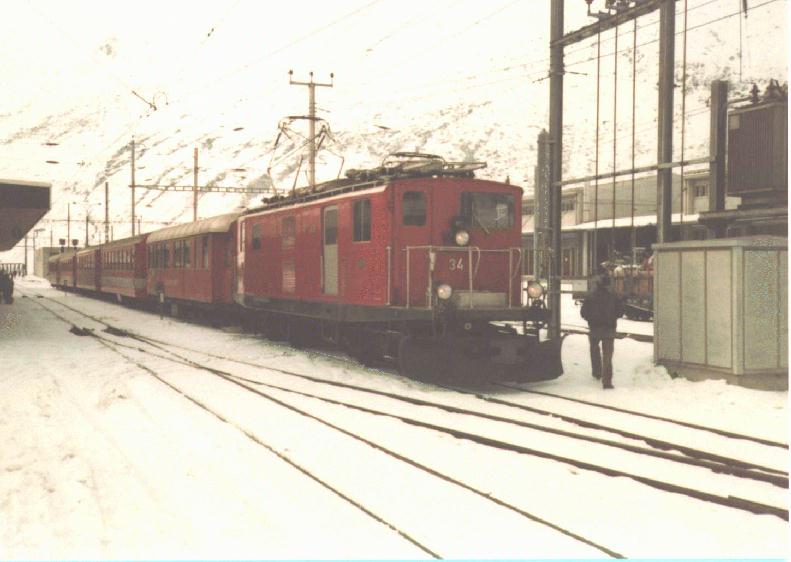 HGe 4/4 loco and train at Andermatt
